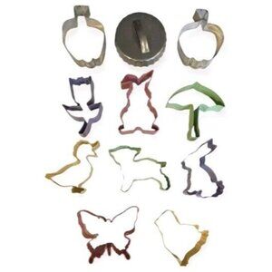 11 Cookie Cutters Metal Butterfly Chick Lamb Spring Bunny Lot Pastel Colorful